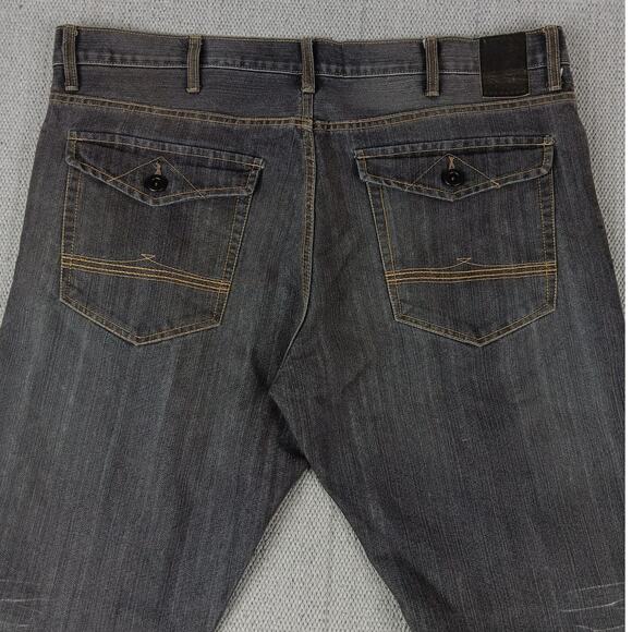 Sean John Clayton Jeans Mens 41X32 Charcoal Fade Slim Straight Fit Flaps Street - Picture 7 of 13